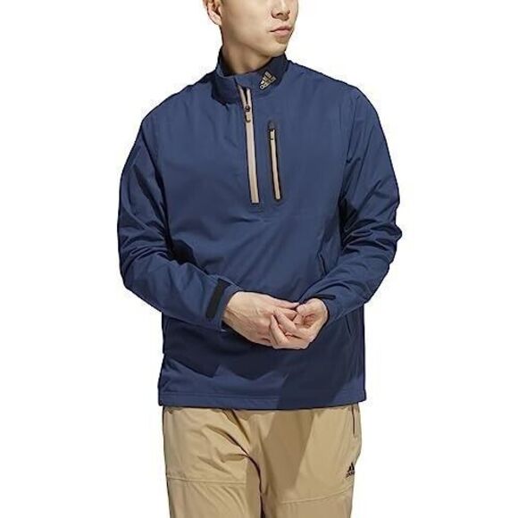 Adidas HN4129 Men's Sz XL Crew Navy Blue RAIN.RDY 1/2 Zip Golf Rain Jacket - Picture 8 of 10